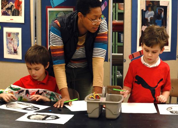 art teacher with students in class